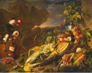 Heem Jan Davidsz de Fruit and a Vase of Flowers  - Hermitage